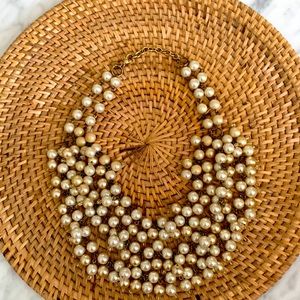Faux pearl bib necklace